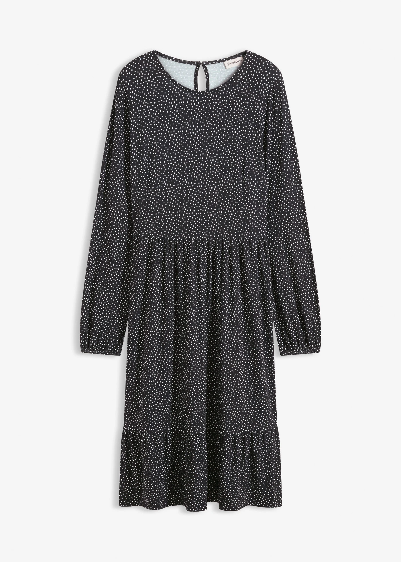 Rochie midi din jerse cu viscoză • negru/alb cu puncte • magazin bonprix