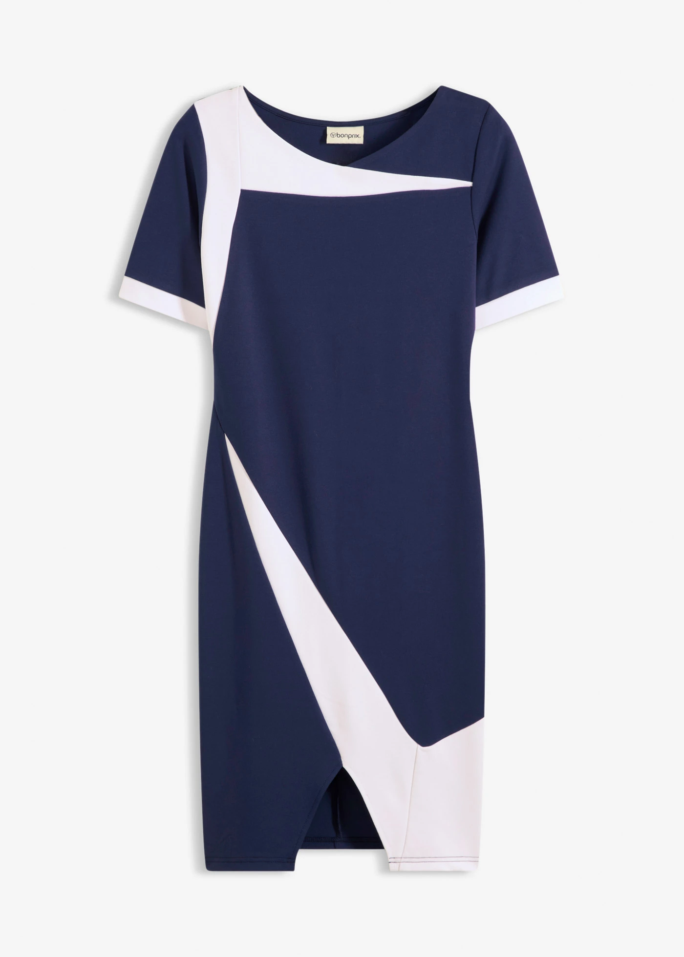 Robe fourreau • bleu foncé/blanc • Boutique bonprix