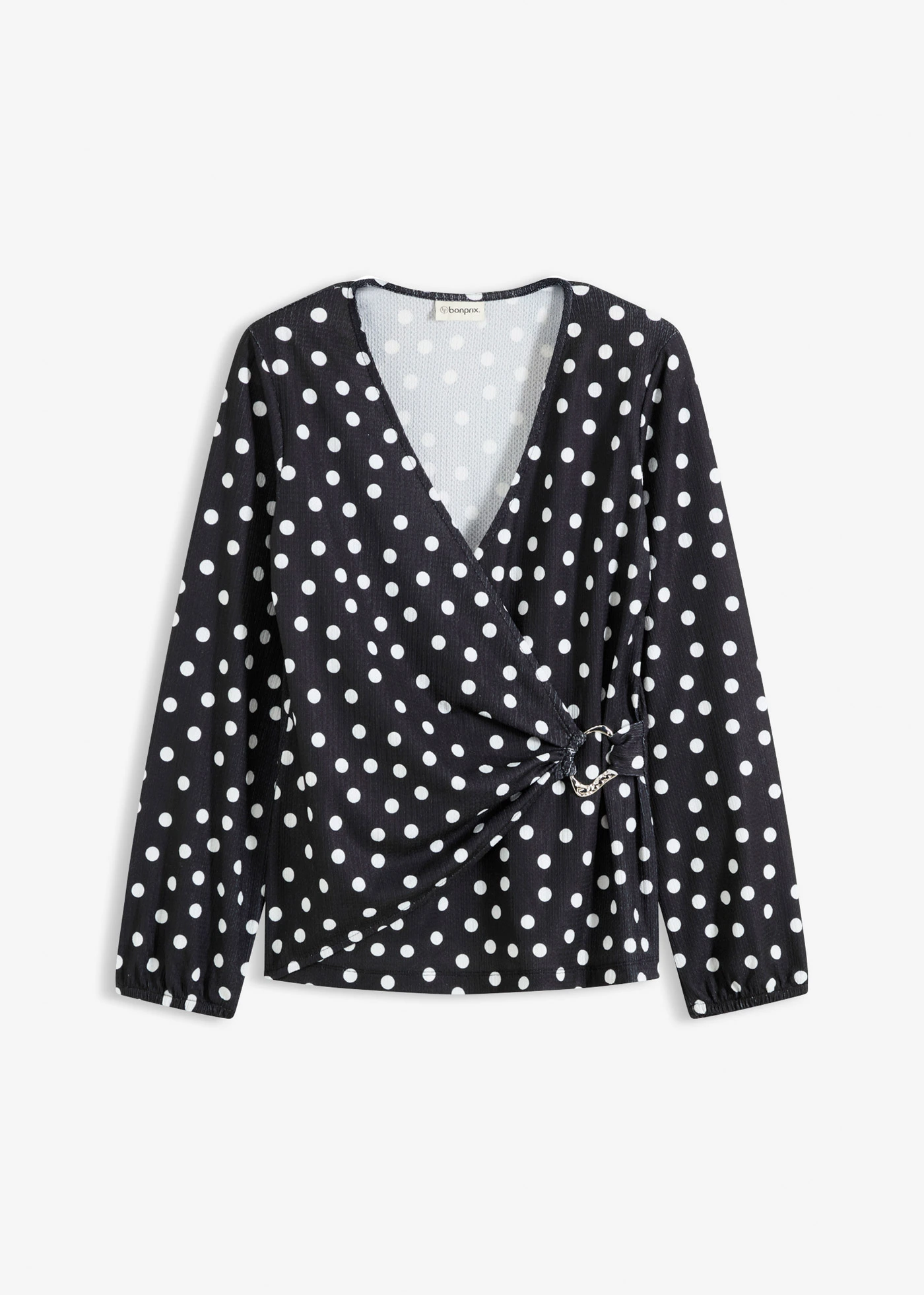 Potlačené tričko zo štruktúrovaného džerseju • bodkované čierna   /biela • obchod bonprix