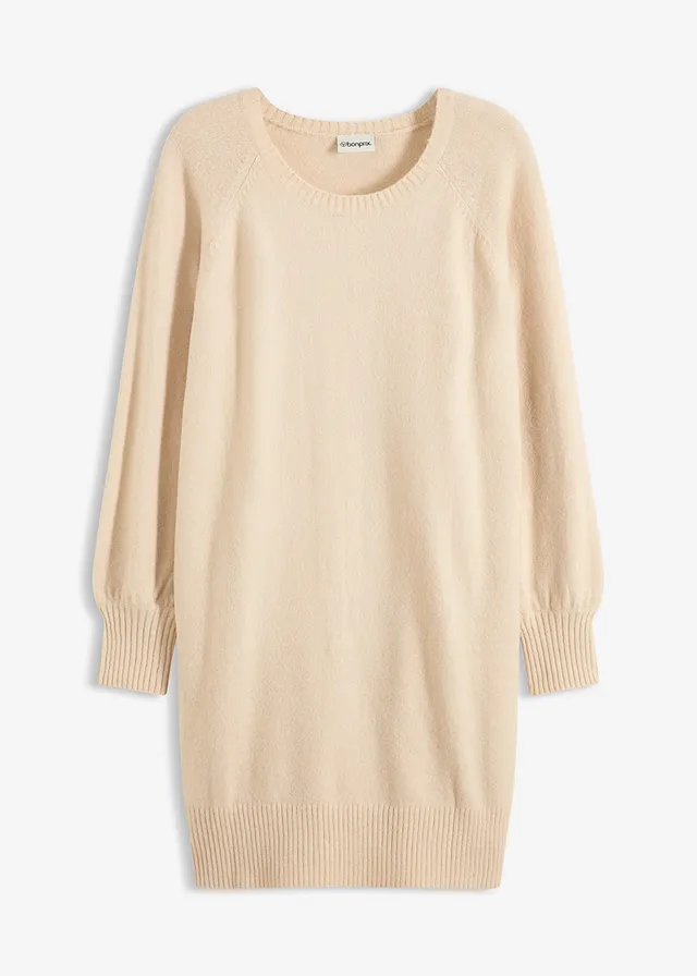 Korte gebreide jurk • lichtsand • bonprix online shop