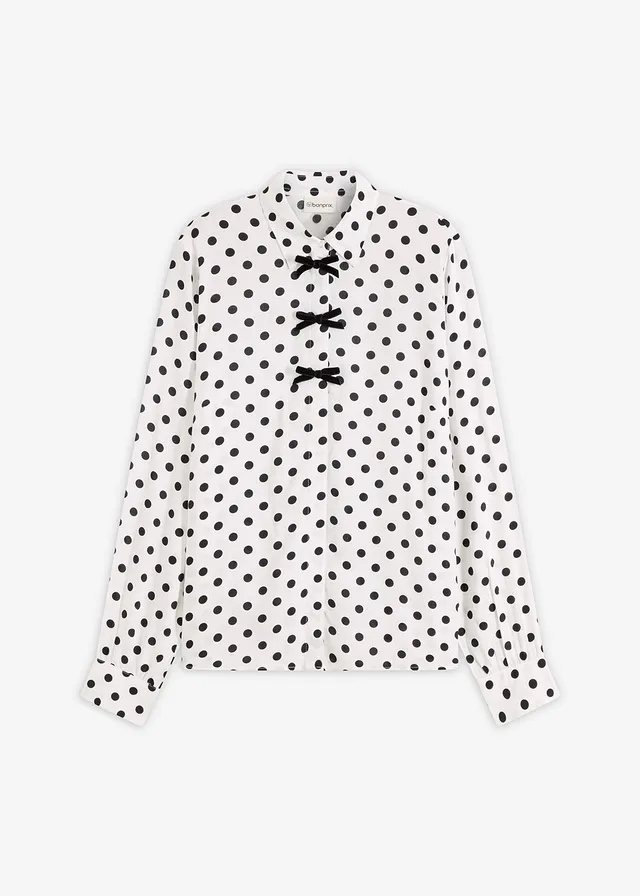 Blouse van soepele viscose • gestipt wolwit-zwart • bonprix online shop