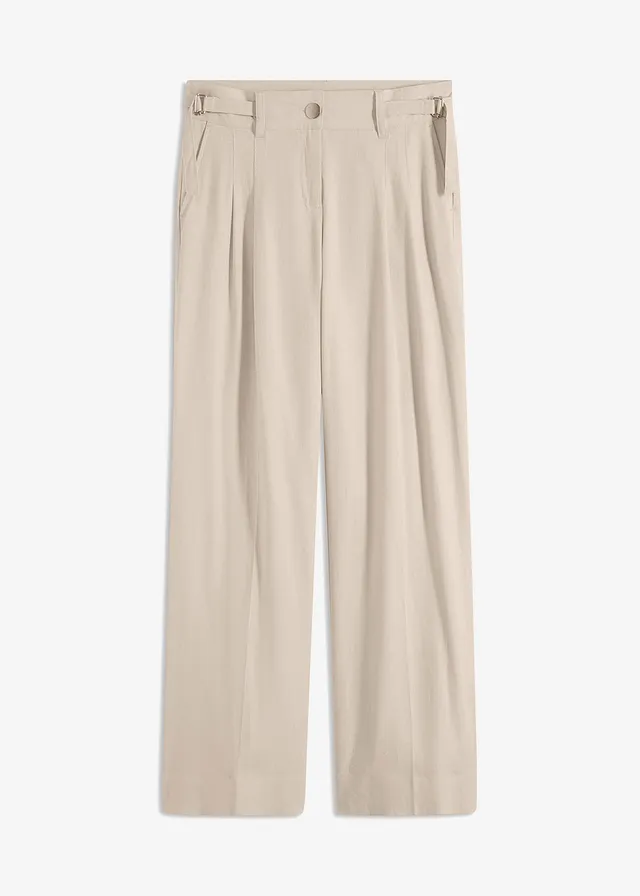 Pantaloni tip palazzo din amestec lejer cu in
