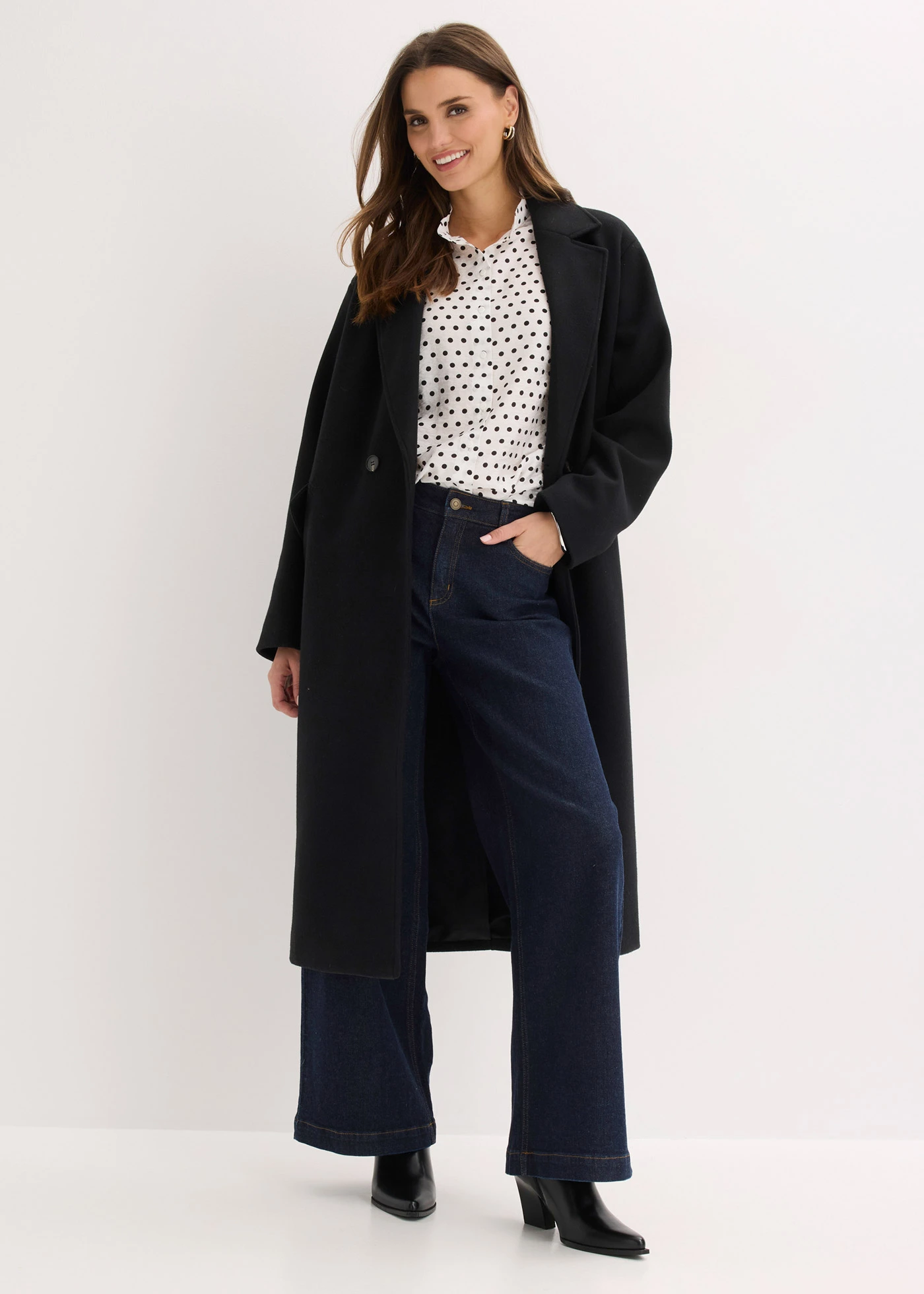 Oversized blouse • gestipt wolwit • bonprix online shop