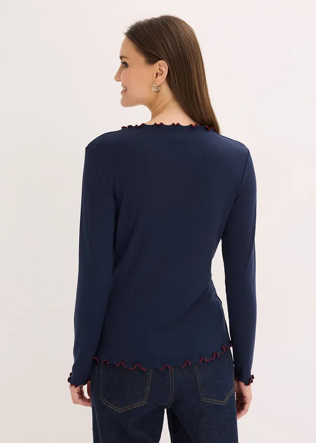 T-shirt manches longues côtelé • bleu foncé-rouge rubis • product-page.page-title-suffix
