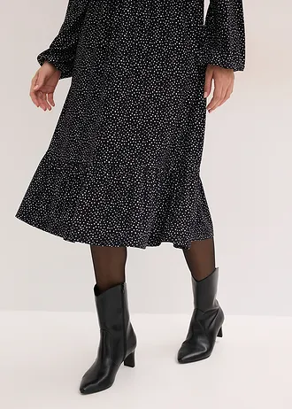Midi jurk van viscose-mix • zwart-wit gestippeld • bonprix online shop