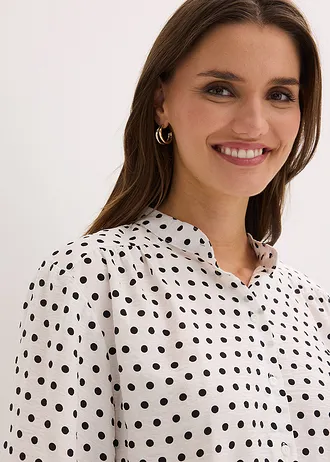 Bluzka oversize • biel wełny w kropki • sklep bonprix