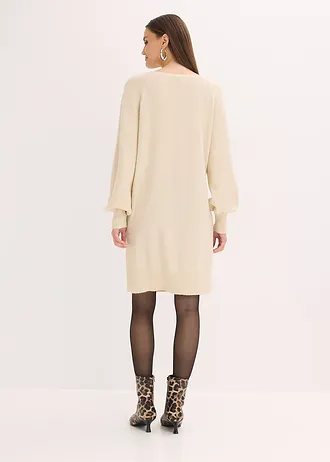 Rochie tricotată scurtă, culoare: bej nisipiu mat