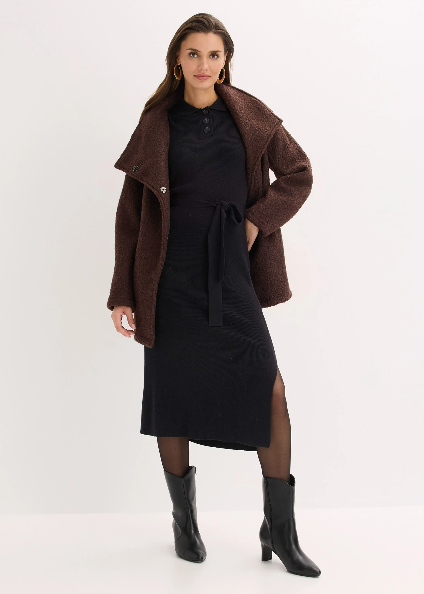 Robe en maille côtelée • noir • Boutique bonprix