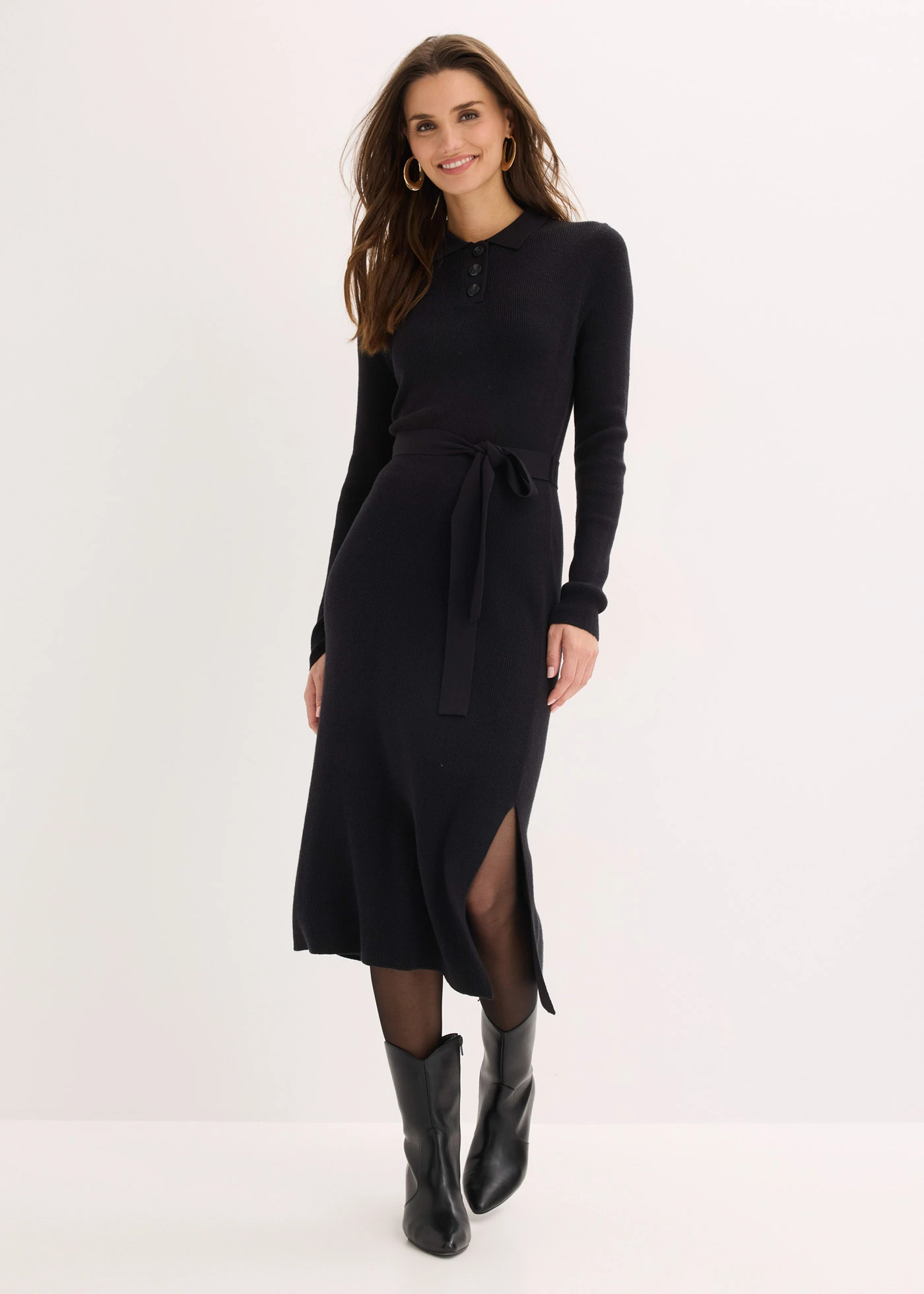 Rochie tricotată din material cu viscoză • negru • magazin bonprix