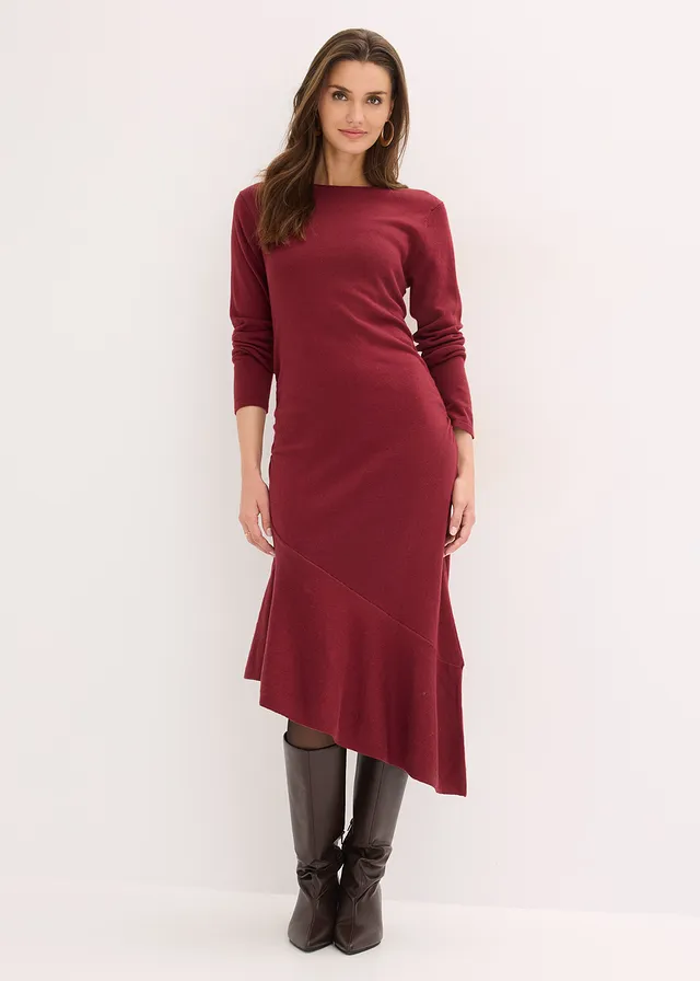 Robe en maille asymétrique en coton et cachemire • rouge rubis • product-page.page-title-suffix