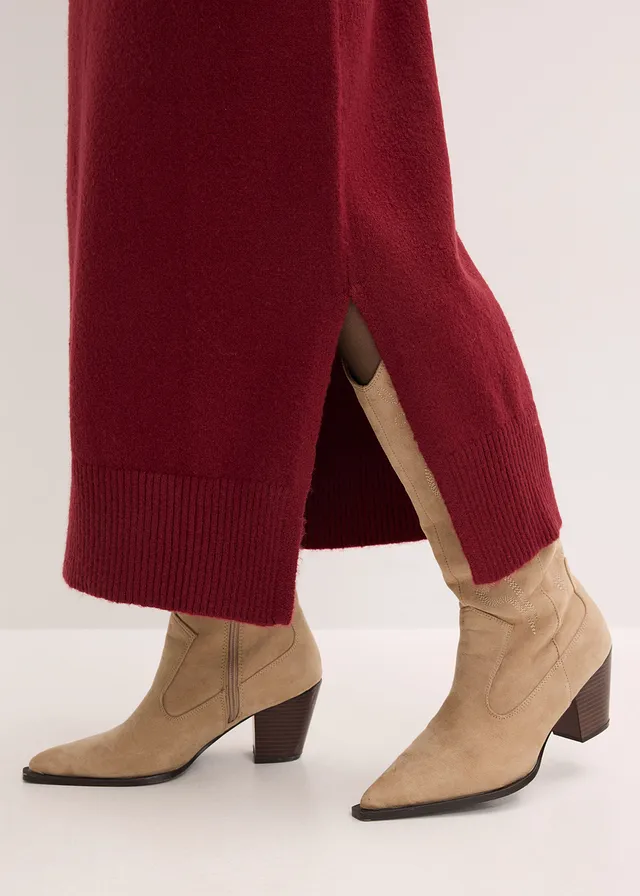 Gebreide oversized midi jurk • robijnrood • product-page.page-title-suffix