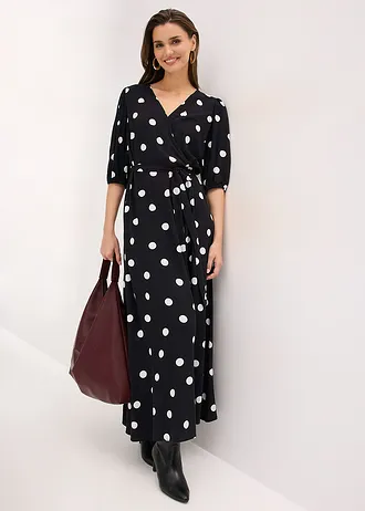 Maxi ruha puha viszkózból • fekete/fehér pöttyös • bonprix áruház