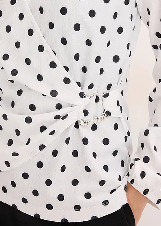 Gedessineerd shirt van gestructureerde jersey • wit/zwart gestippeld • bonprix online shop