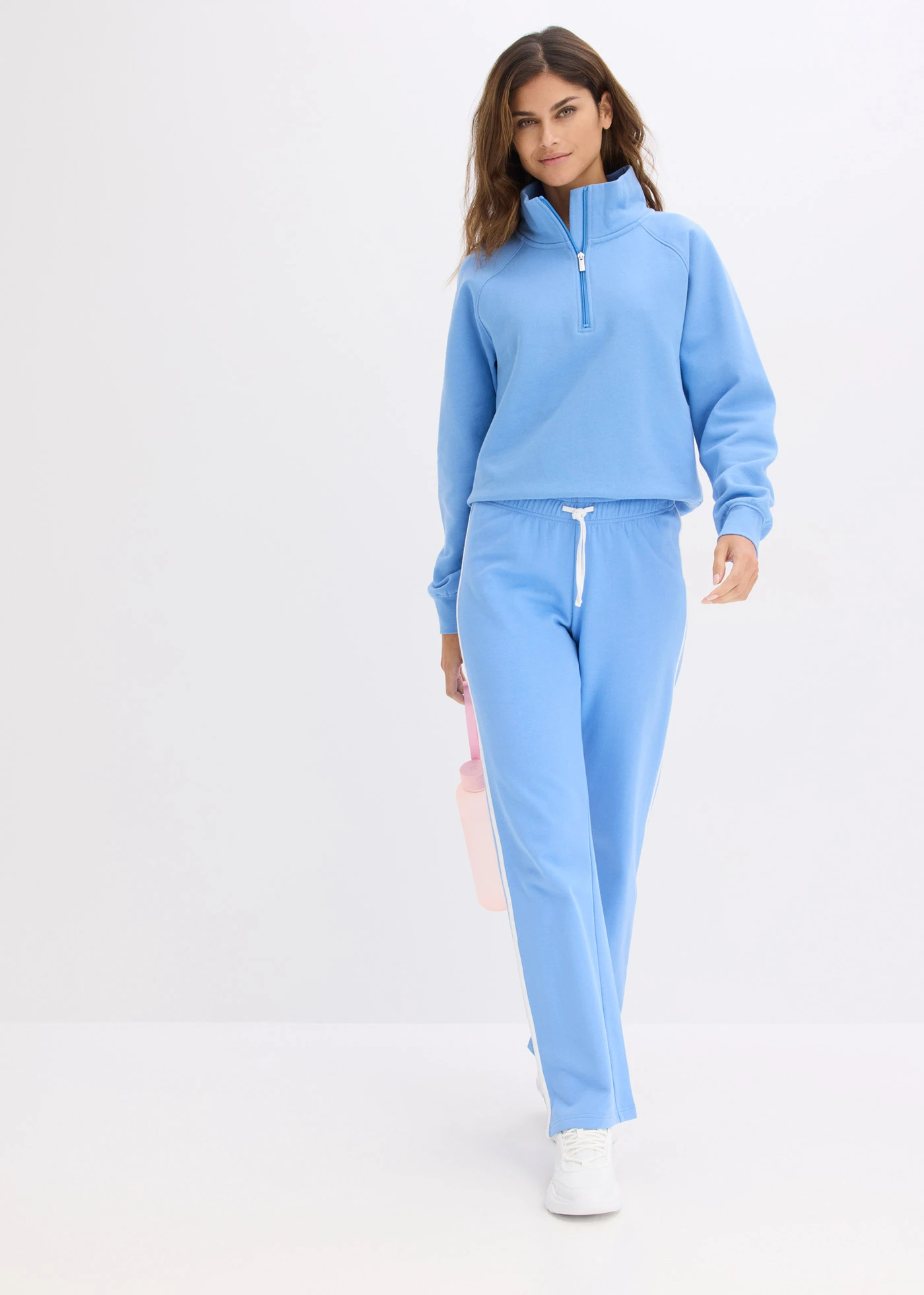 Joggingbroek van zwaar katoen (set van 2) • middenblauw/zwart • bonprix online shop