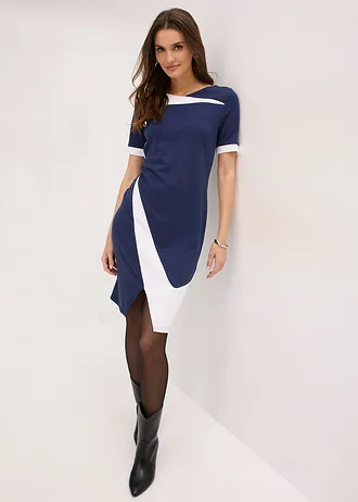 Rochie etui • bleumarin/alb • magazin bonprix