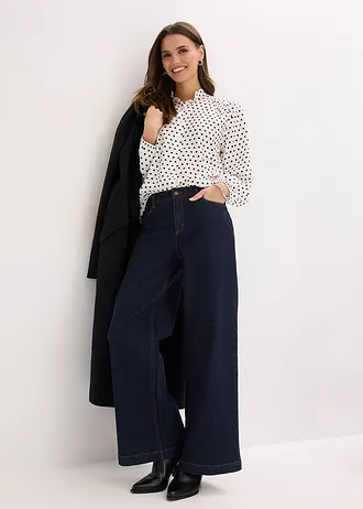 Oversize-blúzka • biela vlna bodkovaná • obchod bonprix