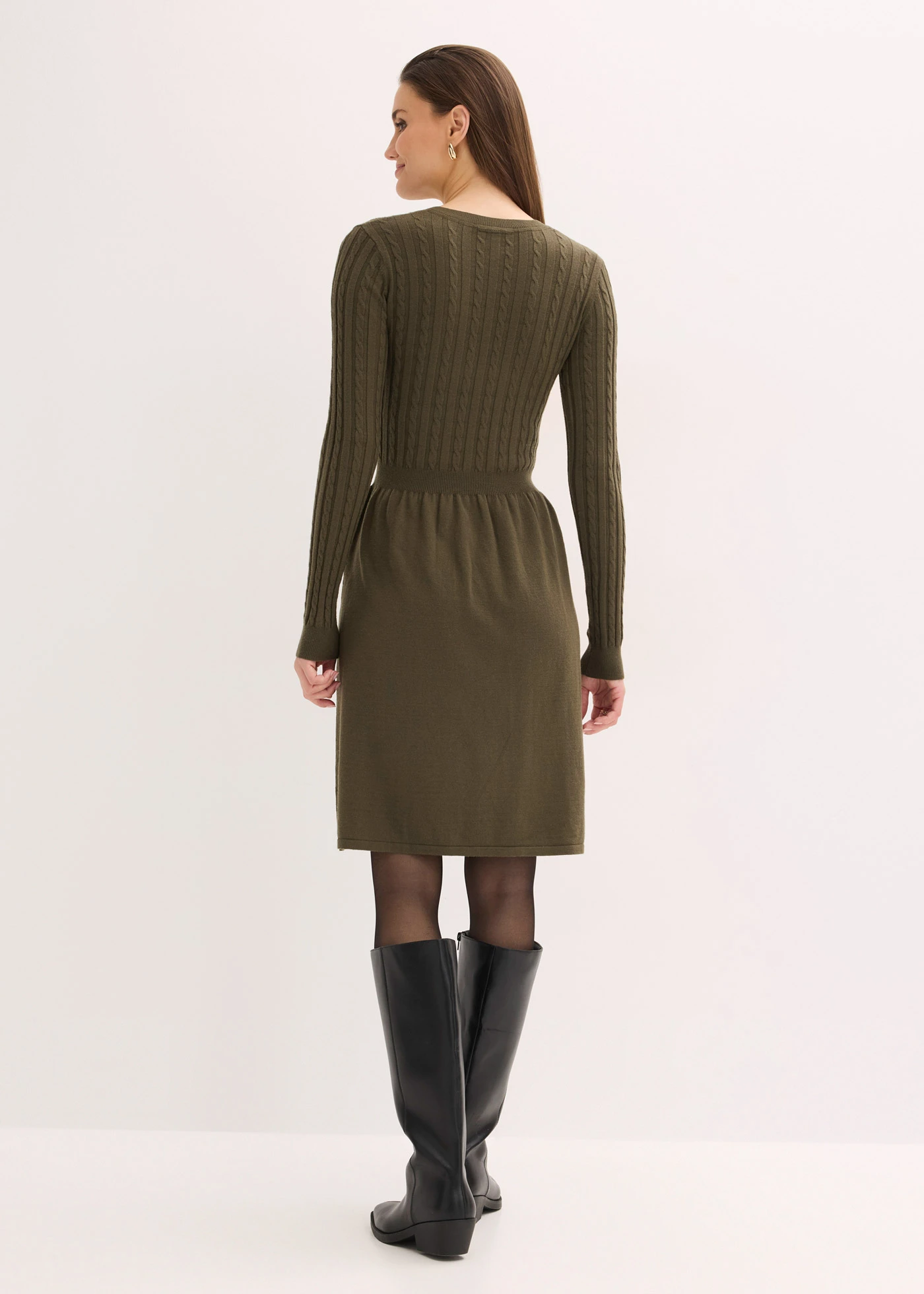 Pletené šaty z viskózového mixu • khaki hnedá melírovaná • obchod bonprix