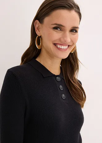 Robe en maille côtelée • noir • Boutique bonprix