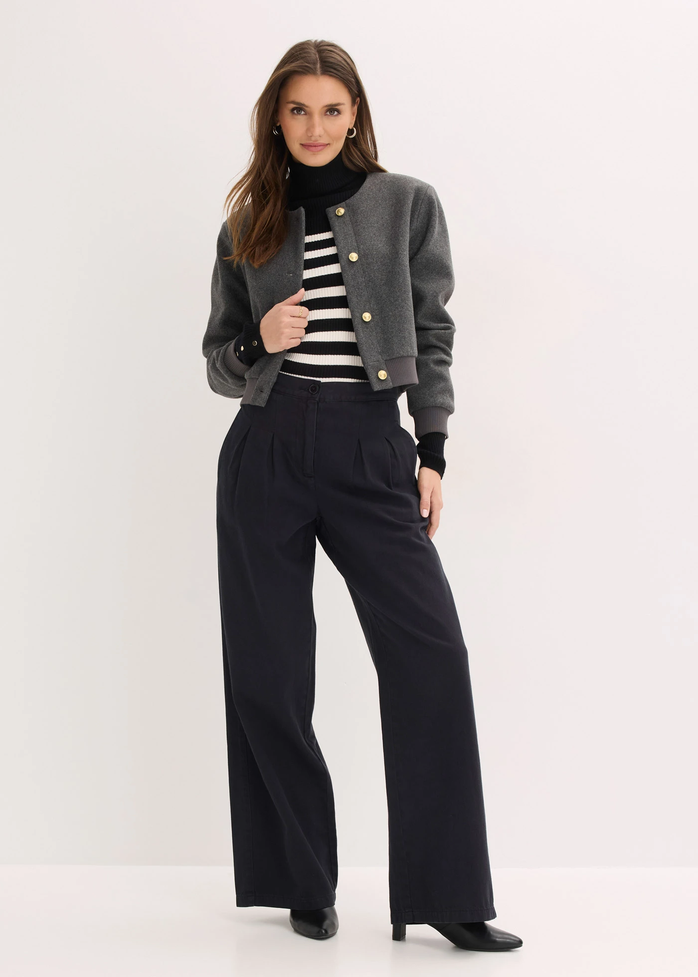 Pantaloni din twill din bumbac 100% • negru • magazin bonprix