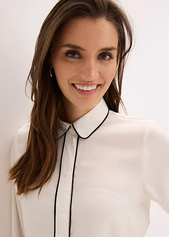 Blúzka z padavého saténu • biela vlna/čierna • obchod bonprix