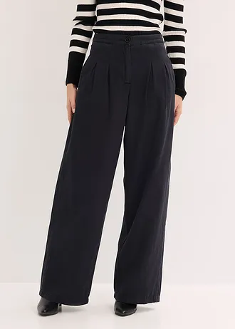 Pantaloni din twill din bumbac 100%, culoare: negru