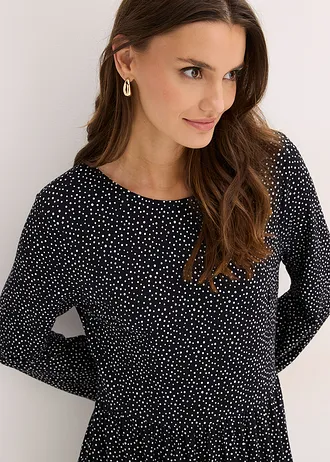 Robe midi en jersey viscose • noir pois blanc • Boutique bonprix