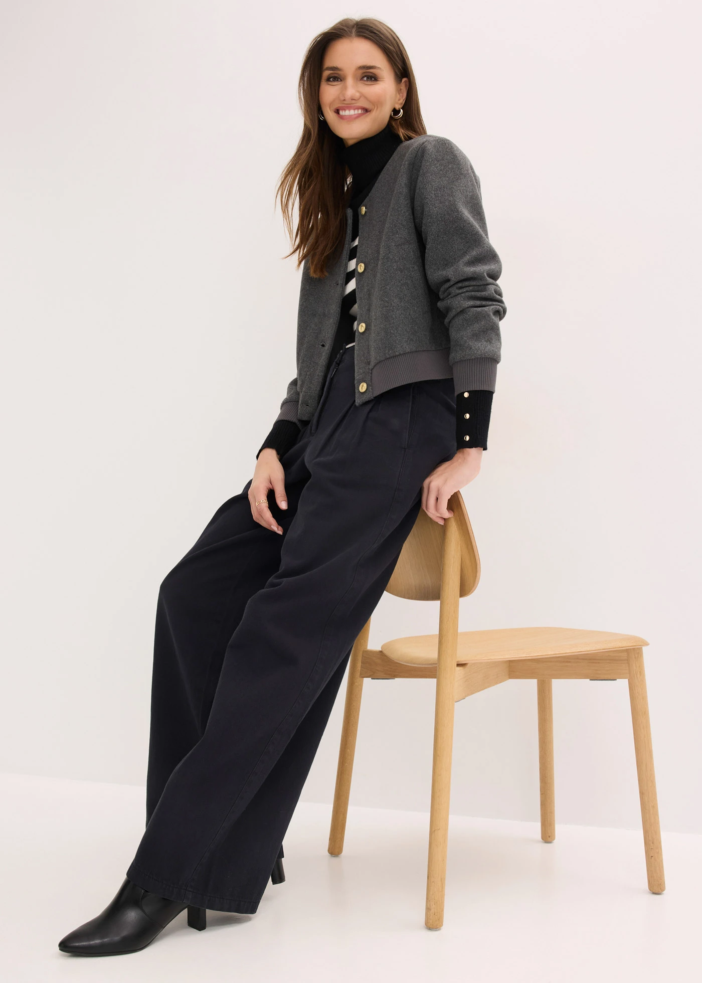 Pantalon à pinces 100% coton • noir • Boutique bonprix