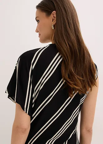 Midi jurk van zachte viscose-mix • zwart/wit gestreept • bonprix online shop