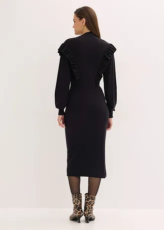 Rochie tricotată din material cu viscoză • negru • magazin bonprix