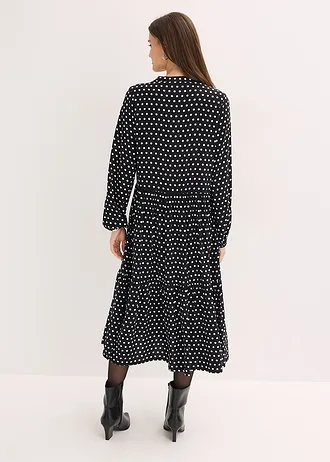 Midi jurk van soepele viscose • zwart gestippeld • bonprix online shop
