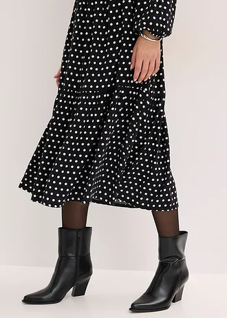 Robe midi en viscose fluide • noir pois • Boutique bonprix