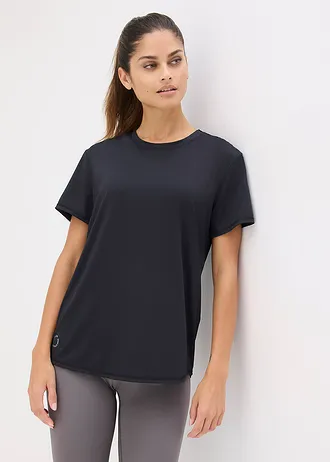 Bluză sport în stil oversize cu aspect texturat, culoare: negru