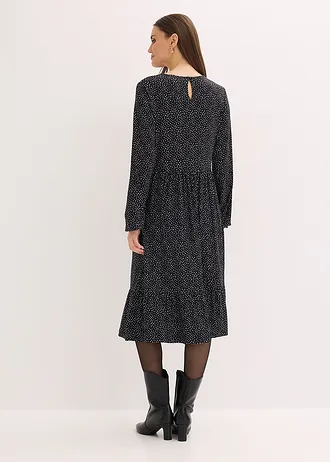Rochie midi din jerse cu viscoză • negru/alb cu puncte • magazin bonprix