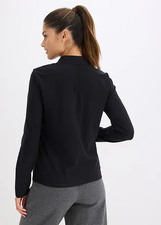 Outdoor jas met halve ritssluiting, sneldrogend, Kleur: zwart