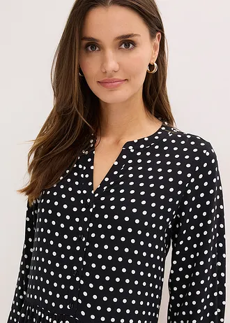 Rochie midi din viscoză fluidă • negru punctat • magazin bonprix