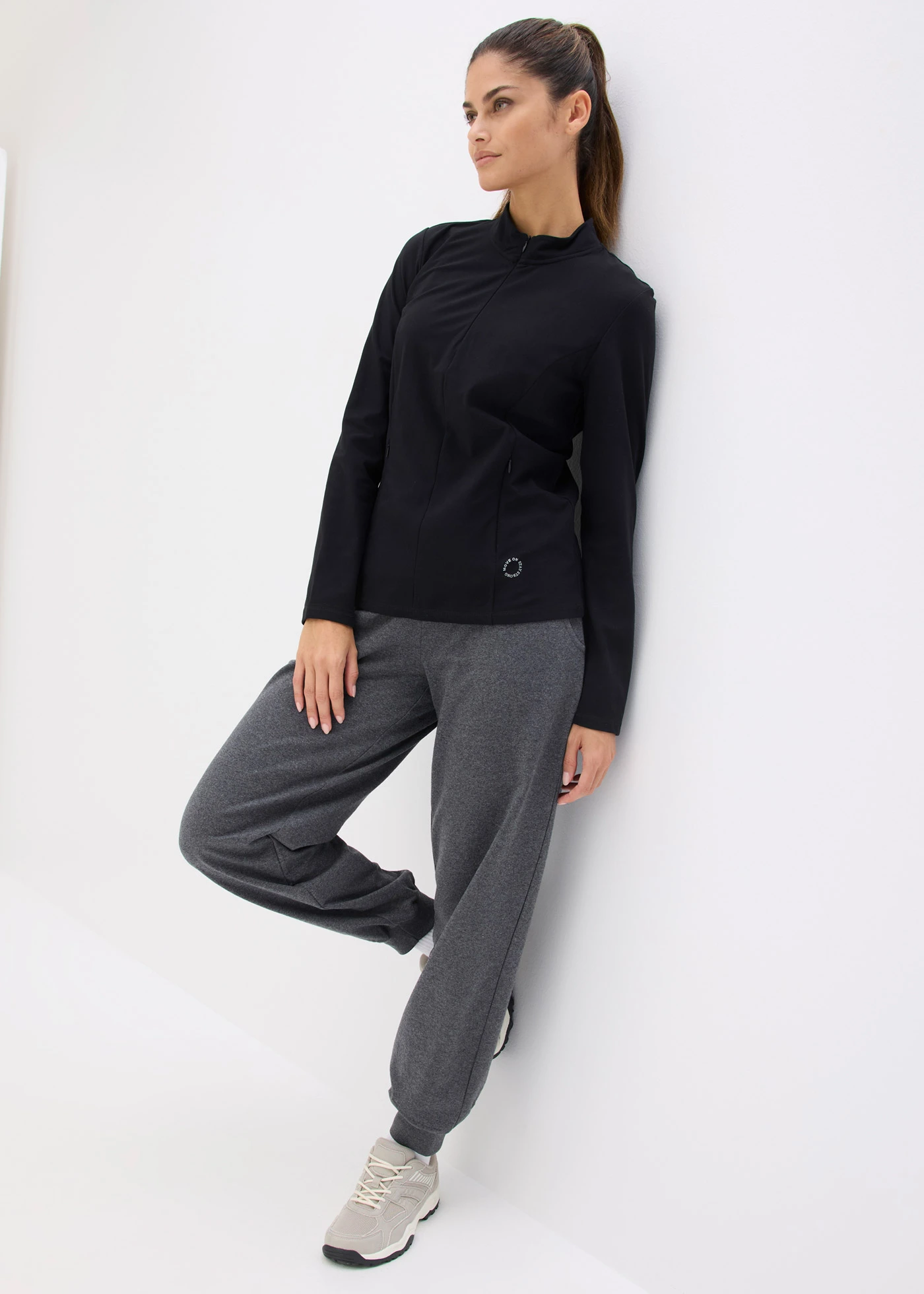 Thermo outdoor jas met halve ritssluiting, sneldrogend • zwart • bonprix online shop