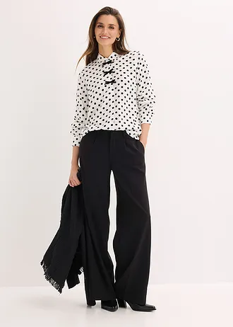 Blouse van soepele viscose • gestipt wolwit-zwart • bonprix online shop