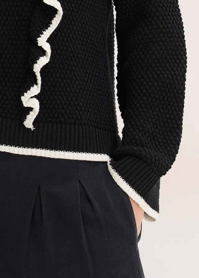 Pull en fine maille • noir-écru • product-page.page-title-suffix