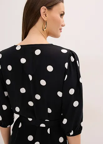 Robe longue et fluide • noir pois blanc • Boutique bonprix