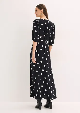 Rochie maxi din viscoză fluidă • negru/alb punctat • magazin bonprix