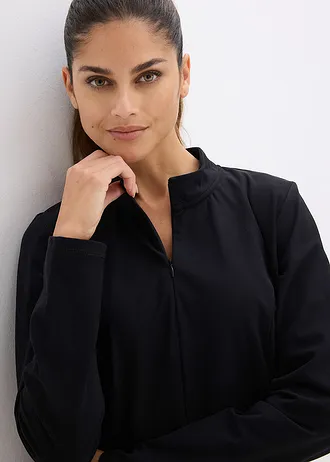 Thermo outdoor jas met halve ritssluiting, sneldrogend • zwart • bonprix online shop