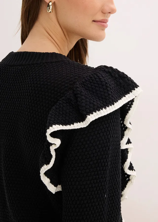 Pull en fine maille • noir-écru • product-page.page-title-suffix