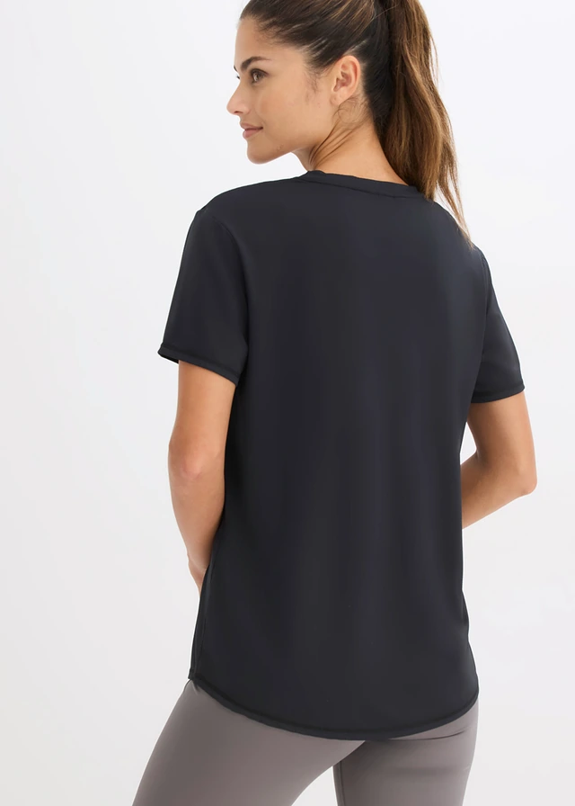 T-shirt de sport large et texturé, Couleur: noir