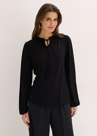 Longsleeve van viscosemix, Kleur: zwart