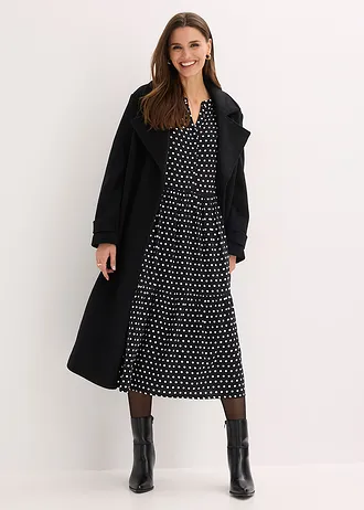 Midi jurk van soepele viscose • zwart gestippeld • bonprix online shop