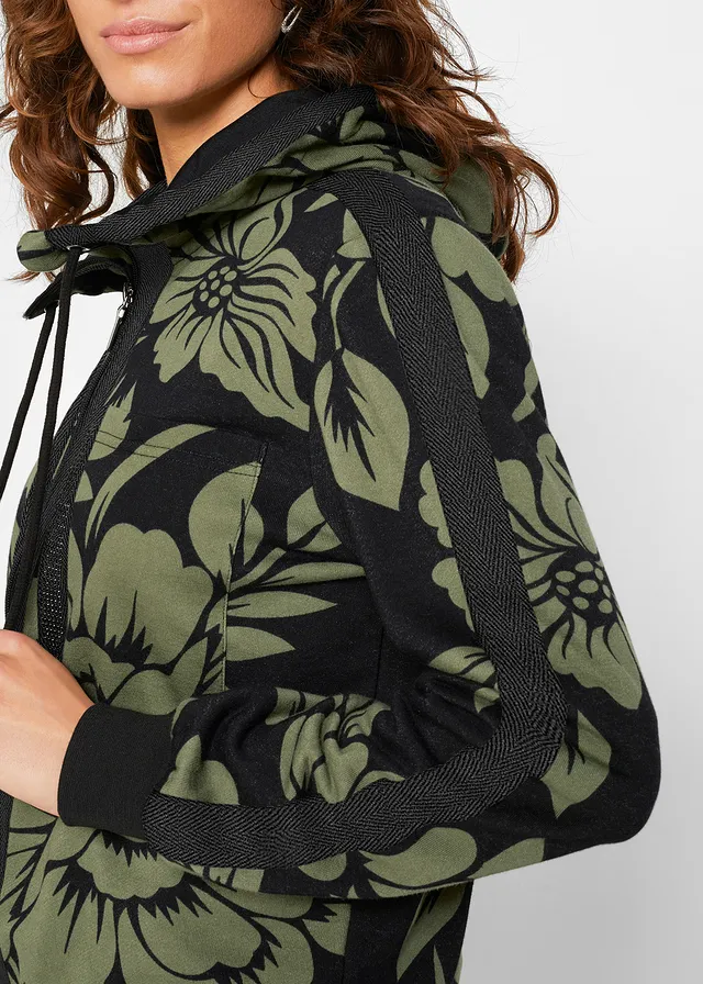 Gilet en molleton de coton mélangé • noir/vert floral • product-page.page-title-suffix
