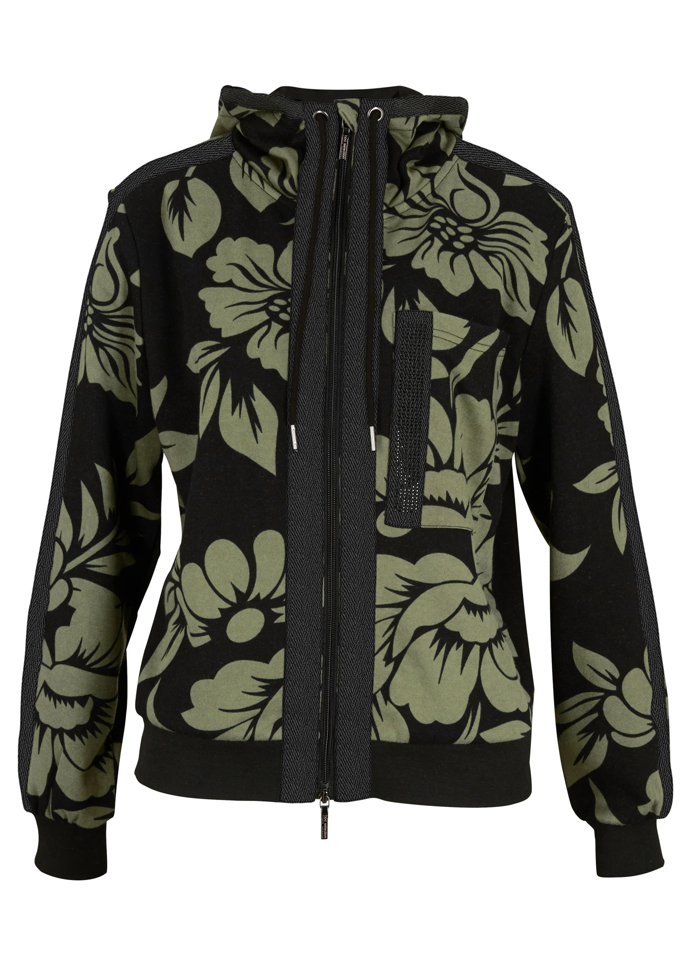 Bluza rozpinana z miękkiej mieszanki bawełny • czarno-zielony w kwiaty • sklep bonprix