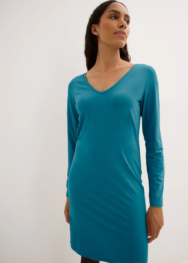 Lot de 2 robes en jersey viscose, Couleur: rouge rubis+pétrole
