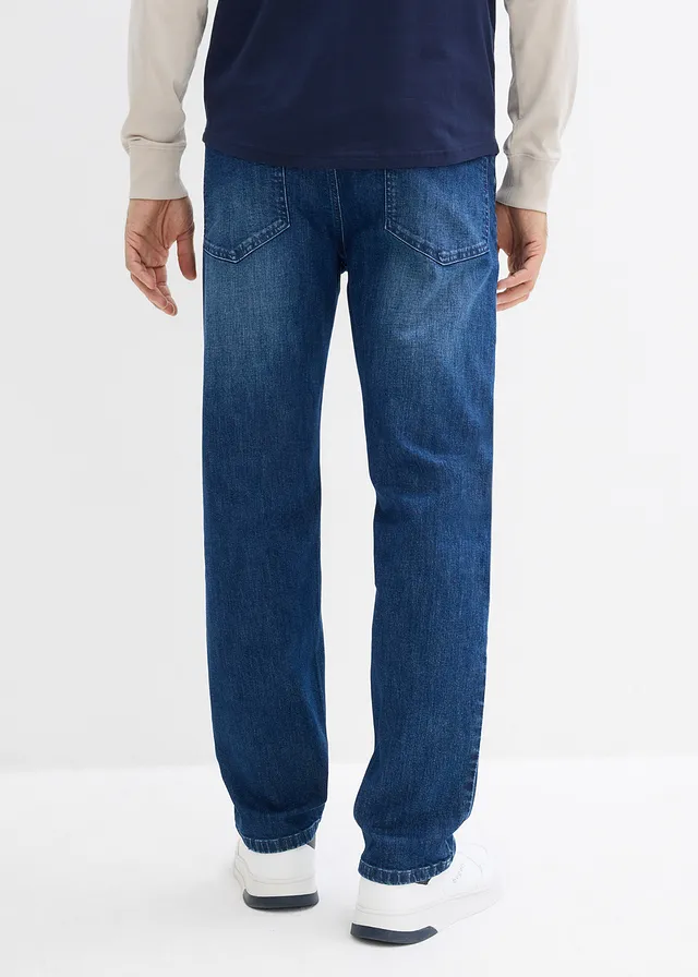 Jean extensible loose, droit, Couleur: bleu denim