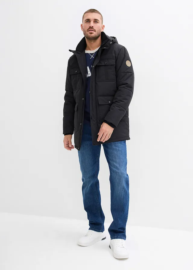 Relaxed fit stretch jeans met biologisch katoen, straight • blauw denim • product-page.page-title-suffix